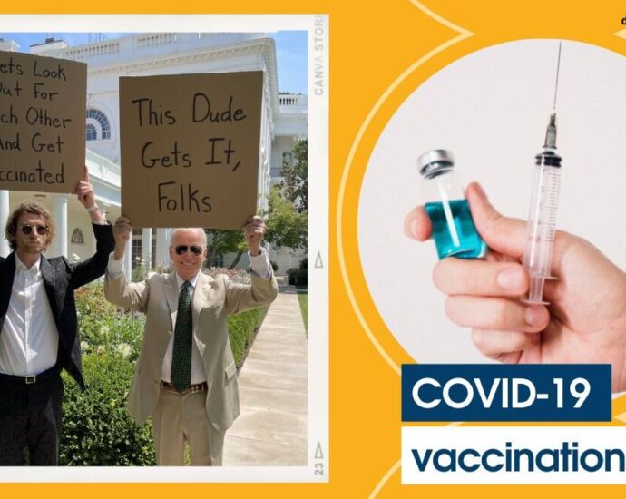 US President Joe Biden Teams Up With ‘Dude With Sign’, Holds Placard to Promote Covid Vaccination
